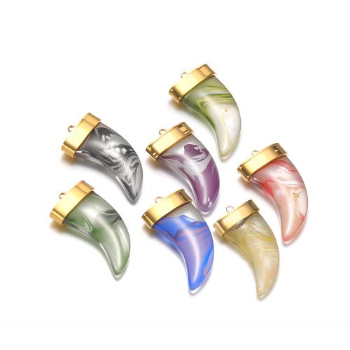 Stainless Steel Pendants, 304 Stainless Steel, with Glass, gold color plated, DIY, more colors for choice, 4PCs/Bag, Sold By Bag