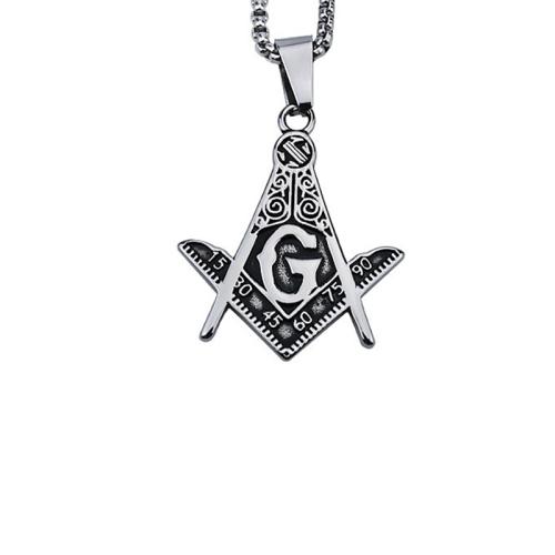 Stainless Steel Pendants, 304 Stainless Steel, freemason jewelry & DIY & blacken, original color, 40x34mm, Sold By PC