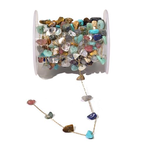 Chaîne de perles de pierre gemme, Acier inoxydable 304, avec pierre gemme, DIY & différents matériaux pour le choix & normes différentes pour le choix, Vendu par PC