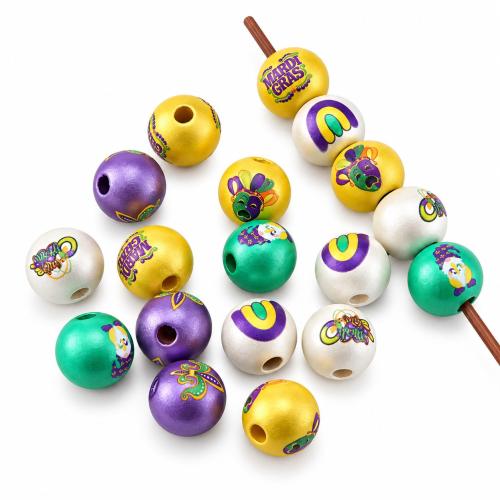 Halloween Bijoux Perle, bois, Rond, impression, DIY, plus de couleurs à choisir, 16mm, Vendu par PC