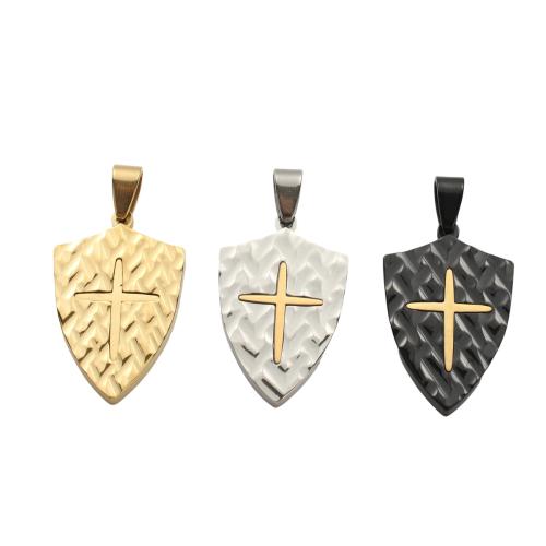 Pendentifs en acier inoxydable de la Croix-, Acier inoxydable 304, Placage, avec crosse modèle & DIY, plus de couleurs à choisir, 34.10x21.40x3.50mm, Vendu par PC