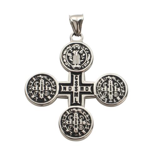 Stainless Steel Cross Pendants, 304 Stainless Steel, DIY & enamel, original color, 50.60x45.50x2.40mm, Sold By PC