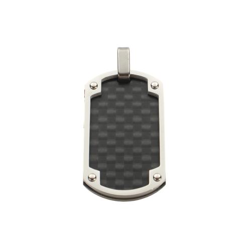 Stainless Steel Tag Charm, 304 Stainless Steel, with Carbon Fibre, DIY, original color, 32.40x19.20x3.80mm, Sold By PC