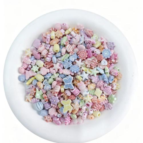 Acrylic Jewelry Beads, DIY & different styles for choice & chemical wash, mixed colors, 9mm, 500G/Lot, Sold By Lot