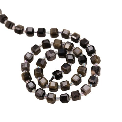 Бусины из поделочных камней, Золото Obsidian, Квадратная форма, полированный, DIY & разный размер для выбора & граненый, Продан через Приблизительно 38 см Strand