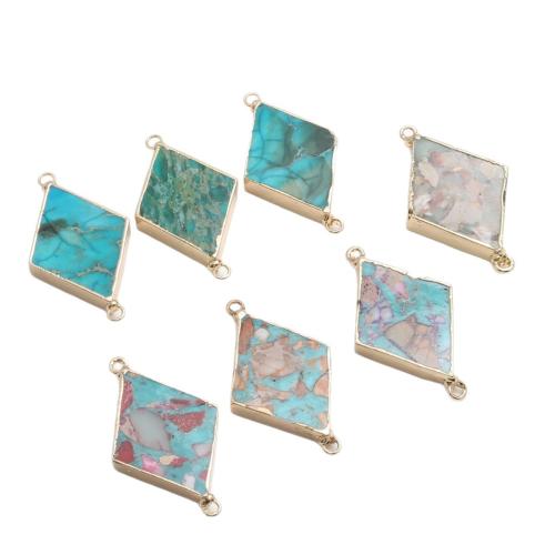 Gemstone Connector, Impression Jasper, Rhombus, polished, DIY, more colors for choice, 30x25x10mm, Sold By PC