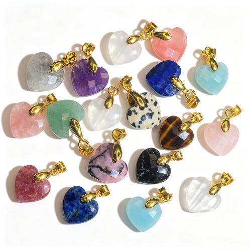 Colgantes de Gemas, Piedras preciosas, con metal, Corazón, Bricolaje & diferentes materiales para la opción & facetas, 14x22mm, Vendido por UD