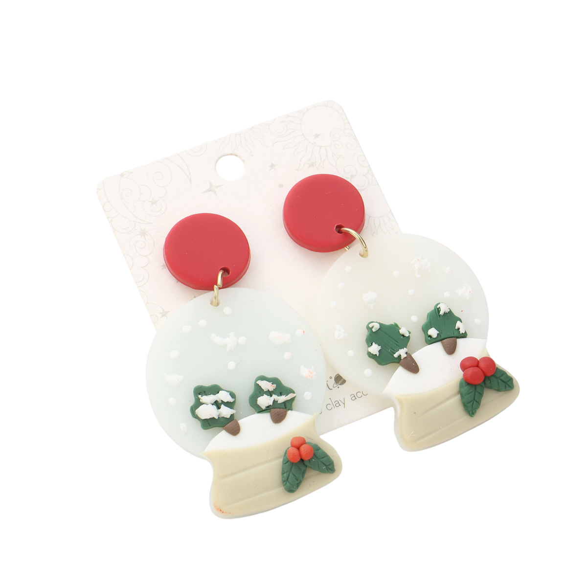 Polymer Clay Drop Earring, Crystal Ball Shape, fashion jewelry & for woman, 56x32x5.50mm, Sold By Pair