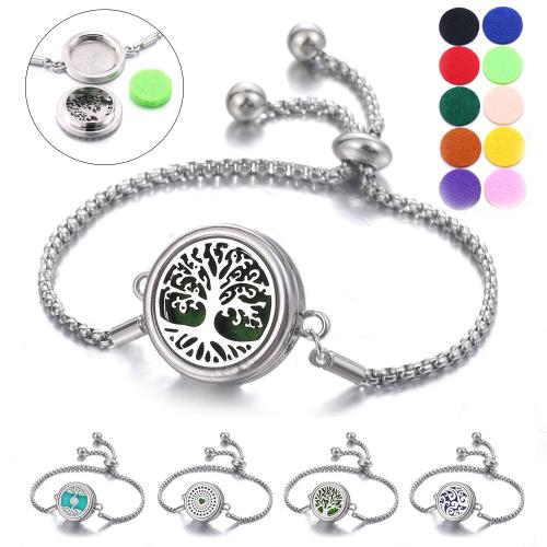 Acier inoxydable 304 Bracelet aromathérapie, bijoux de mode & pour femme, plus de couleurs à choisir, pendant size 15mm, Longueur:Environ 24 cm, Vendu par PC