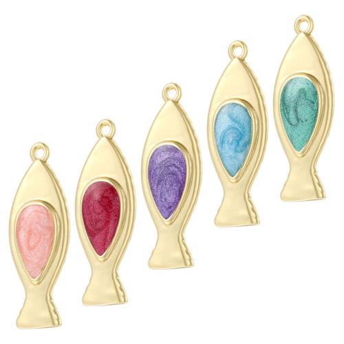 Colgantes de la joyería de cobre amarillo, metal, Pez, chapado en color dorado, Bricolaje & esmalte, más colores para la opción, Vendido por UD