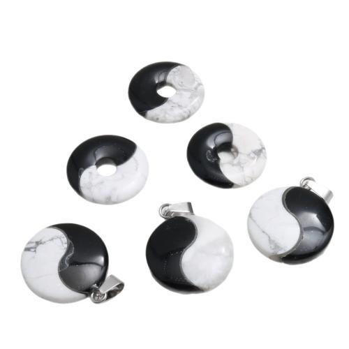 Gemstone Jewelry Pendants, Obsidian, with Magnesite, DIY & different styles for choice, 25mm, Sold By Strand