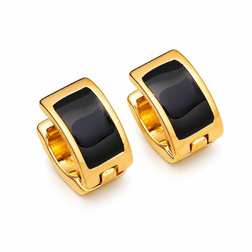 304 Stainless Steel Huggie Hoop Earring, gold color plated, for woman & enamel, more colors for choice, 10mm, Sold By Pair