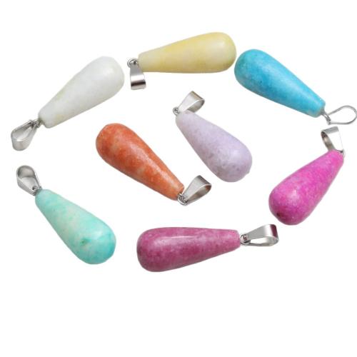 Gemstone Jewelry Pendants, Natural Stone, Teardrop, DIY, more colors for choice, 25x6x10mm, Sold By PC