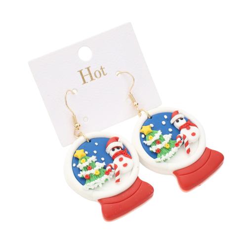 argile de polymère Boucle d'oreille goutte, bijoux de mode & Bijoux de Noël & pour femme, 62x32x8.60mm, Vendu par paire