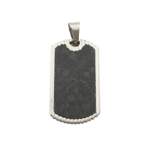 Stainless Steel Tag Charm, 304 Stainless Steel, with Carbon Fibre, Geometrical Pattern, DIY, original color, 36.90x20.30x3.10mm, Sold By PC