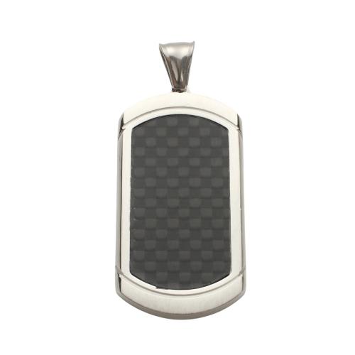 Stainless Steel Tag Charm, 304 Stainless Steel, with Carbon Fibre, Geometrical Pattern, DIY, original color, 45.80x23.50x3.90mm, Sold By PC
