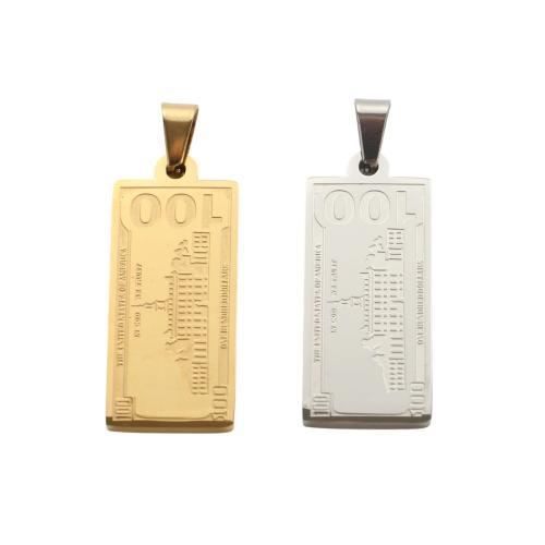 Stainless Steel Pendants, 304 Stainless Steel, Dollar, plated, DIY, more colors for choice, 34.20x13.70x2.10mm, Sold By PC