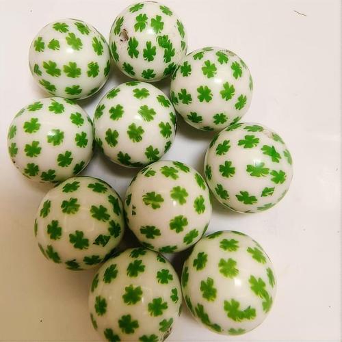 Perle acrylique, Rond, impression, DIY, vert, 20mm, Vendu par PC