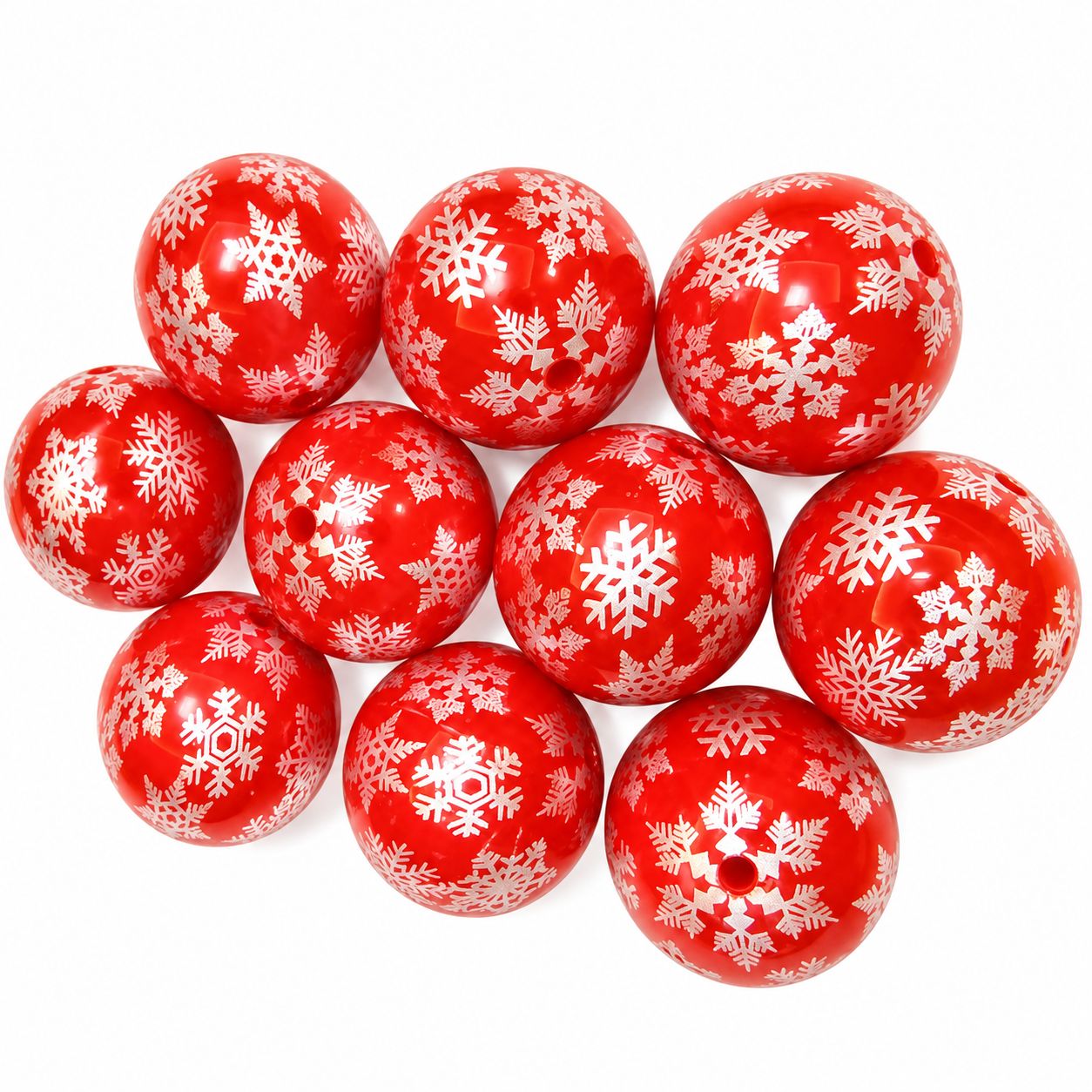 Acrylic Jewelry Beads, Round, printing, Christmas Design & DIY, red, 20mm, Sold By PC