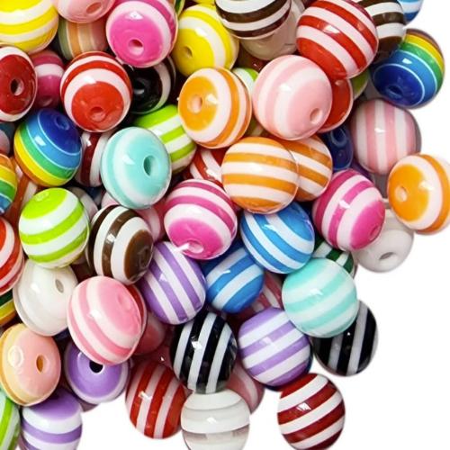 Striped Resin Beads, Round, DIY, more colors for choice, 20mm, Sold By PC