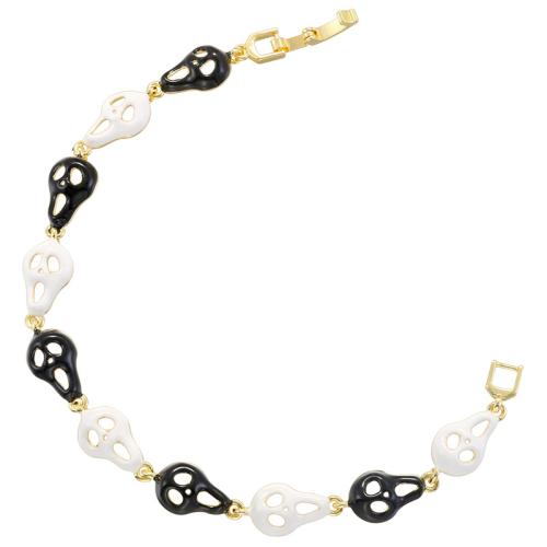 Messing Armband, mit Verlängerungskettchen von 5cm, Geist, plattiert, Design für Halloween & für Frau & Emaille, keine, Länge:ca. 19.5 cm, verkauft von PC