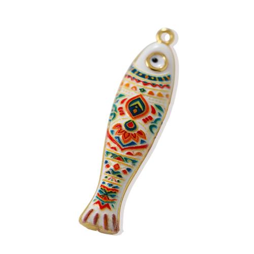 Colgantes de la joyería de cobre amarillo, metal, Pez, chapado en color dorado, Bricolaje & esmalte, más colores para la opción, 8.80x36.20mm, Vendido por UD