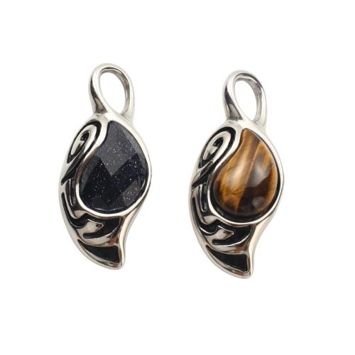 Colgantes de Gemas, acero inoxidable 304, con Piedras preciosas, Bricolaje, más colores para la opción, 42.60x18.30x9.30mm, Vendido por UD