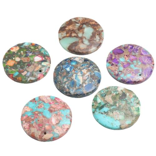 Natural Imperial Jasper Pendants, Impression Jasper, Flat Round, polished, DIY, more colors for choice, 40x6mm, Sold By PC