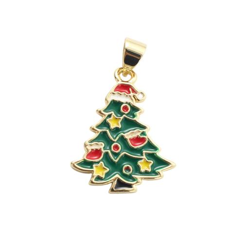 Brass Jewelry Pendants, Christmas Tree, gold color plated, Christmas Design & DIY & enamel, 20.30x16.50x1.90mm, Sold By PC