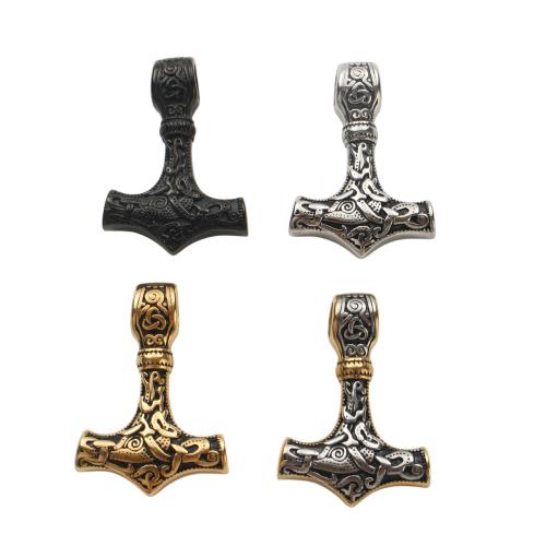 Bijoux pendentifs en acier inoxydable , Acier inoxydable 304, Le marteau de Thor, Placage, DIY & noircir, plus de couleurs à choisir, 44x30.40x8.90mm, Vendu par PC
