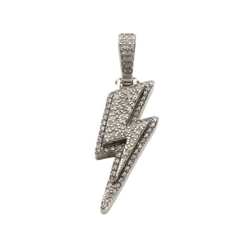 Stainless Steel Pendants, 304 Stainless Steel, Lightning Symbol, DIY & with rhinestone, original color, 42x15.50x6.50mm, Sold By PC