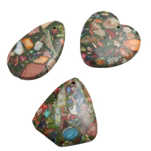 Natural Imperial Jasper Pendants, Impression Jasper, polished, DIY & different styles for choice, multi-colored, Sold By PC