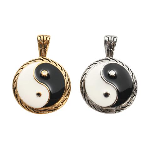 Stainless Steel Pendants, 304 Stainless Steel, Flat Round, plated, DIY & enamel, more colors for choice, 35x24.50x4.50mm, Sold By PC