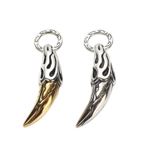 Stainless Steel Pendants, 304 Stainless Steel, Wolf Tooth, plated, DIY, more colors for choice, 47.20x12.20mm, Sold By PC