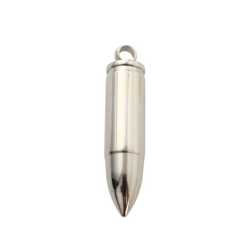 Stainless Steel Bullet Pendant, 304 Stainless Steel, DIY, original color, 45x9.90mm, Sold By PC