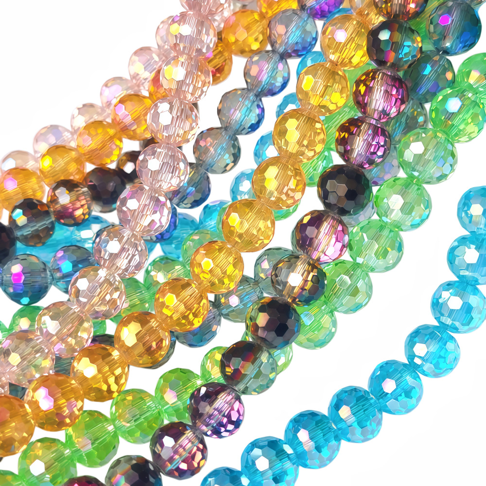 Glass Jewelry Beads, Round, plated, DIY & faceted, more colors for choice, 6mm, Approx 100PCs/Strand, Sold By Strand