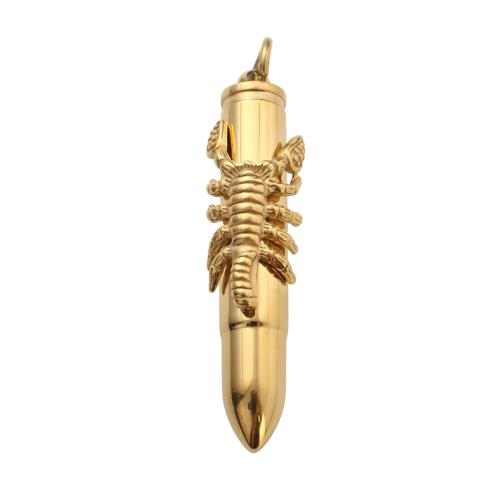 304 Stainless Steel Cinerary Casket Pendant, gold color plated, DIY, 57.70x13.20mm, Sold By PC