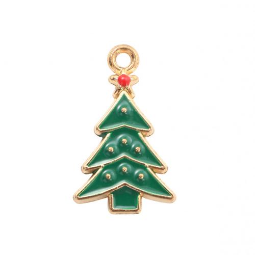 Colgantes de Aleación de Zinc Estilo Navidad, Árbol de Navidad, chapado en color dorado, Bricolaje & esmalte, 22.50x13.30x2.30mm, Vendido por UD