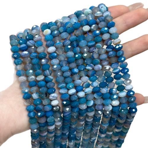Achat Perlen, Abakus,Rechenbrett, DIY & facettierte, blau, 5x8mm, verkauft per ca. 38 cm Strang