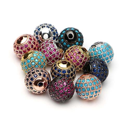 Perles cubes en laiton zircon Micro Pave, Rond, Placage, DIY & normes différentes pour le choix & pavé de micro zircon, plus de couleurs à choisir, Vendu par PC