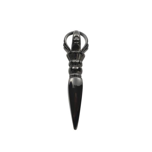 Stainless Steel Pendants, 304 Stainless Steel, Buddhist Vajra, plated, DIY, black, 45x11.30mm, Sold By PC