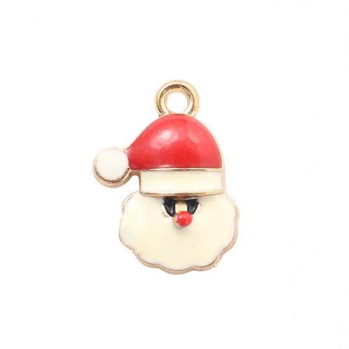 Pendentifs Noël en alliage de zinc, le père noël, Placage de couleur d'or, Conception de Noël & DIY & émail, 18.10x13.20x3.40mm, Vendu par PC