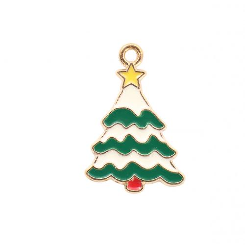 Zinklegierung Weihnachten Anhänger, Weihnachtsbaum, goldfarben plattiert, DIY & Emaille, 24x15.80x1mm, verkauft von PC