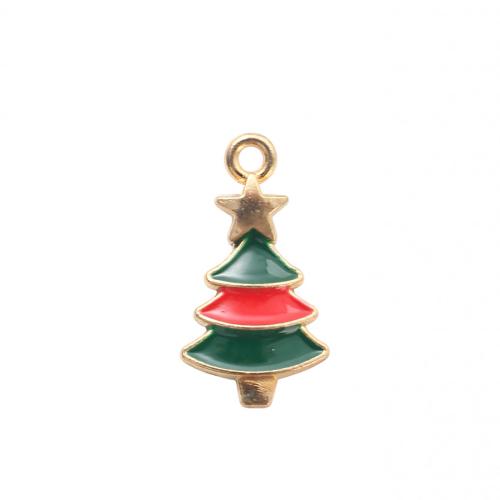 Zinklegierung Weihnachten Anhänger, Weihnachtsbaum, goldfarben plattiert, DIY & Emaille, 21.30x11.50x2.10mm, verkauft von PC