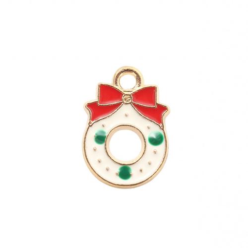 Pendentifs Noël en alliage de zinc, Placage de couleur d'or, DIY & émail, 15.50x10.90x1.30mm, Vendu par PC
