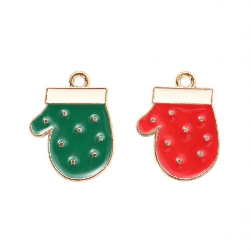 Pendentifs Noël en alliage de zinc, gant de noël, Placage de couleur d'or, DIY & émail, plus de couleurs à choisir, 21.50x16.50x1mm, Vendu par PC