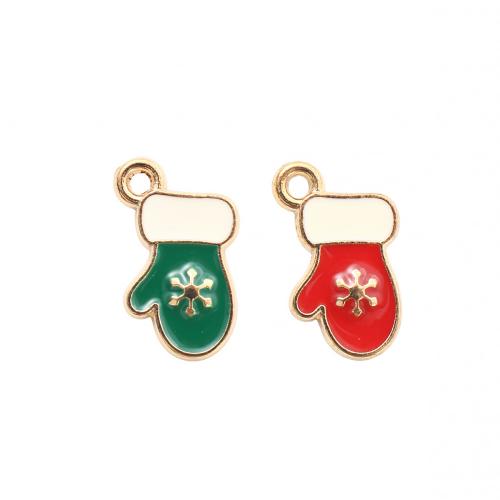 Pendentifs Noël en alliage de zinc, gant de noël, Placage de couleur d'or, DIY & émail, plus de couleurs à choisir, 19.20x12x2mm, Vendu par PC
