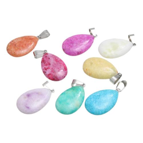 Edelstein Anhänger Schmuck, Naturstein, mit 304 Edelstahl, Tropfen, gefärbt & DIY, keine, 24x16x6mm, verkauft von PC