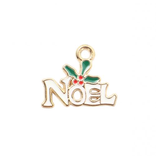 Zinklegierung Weihnachten Anhänger, Alphabet-Buchstabe, goldfarben plattiert, DIY & Emaille, 15.40x18.60x1.30mm, verkauft von PC