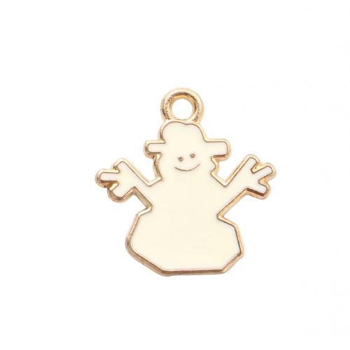 Zinklegierung Weihnachten Anhänger, Schneemann, goldfarben plattiert, Weihnachts-Design & DIY & Emaille, 20.70x19.80x1.20mm, verkauft von PC